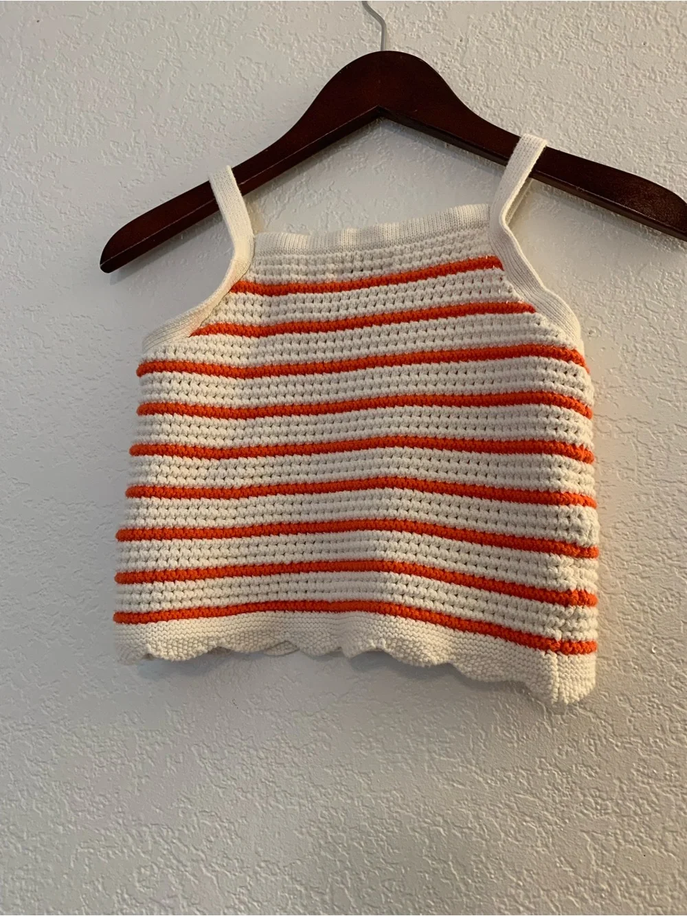 100% Cotton Amazon Essentials x Sofia Grainge Orange White Knit Top | 7-8 Years